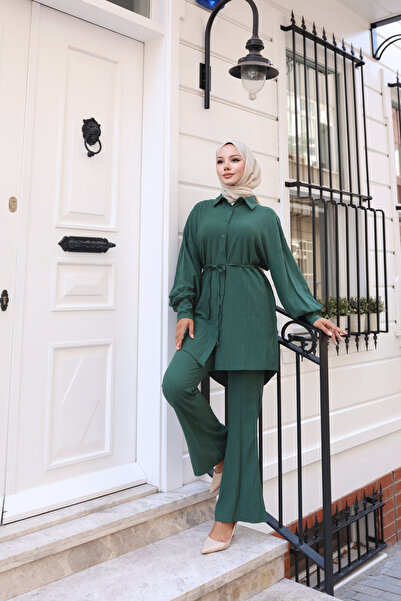 ECESSAMODAM Lara Kumaş Düğmeli İkili Takım