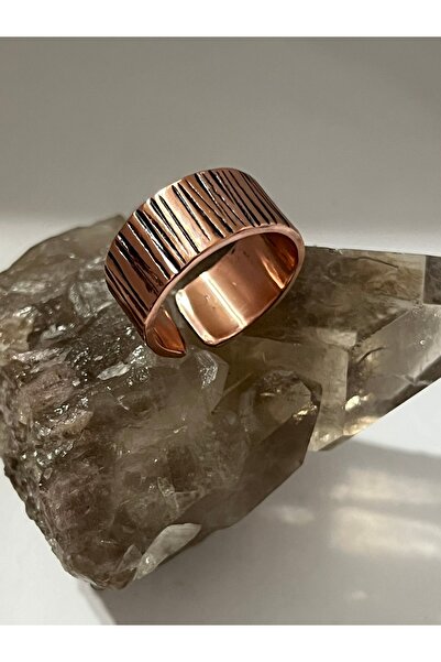 Melisa MoonCo , Saf Bakır Yüzük,Çekiç Dövme Eskitme Desenli,Bakırın Şifası ile