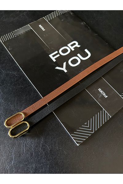 Fiori Imported Oval Gold Buckle Thin Belt, Trouser Belt, Shirt Belt, Jacket Belt