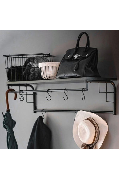 shumee Wall coat rack with shelf, black.