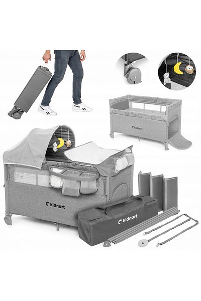 Kidnort Travel cot for children, Kidnort, foldable, multifunctional 3 in 1, made of Oxford 300 material,