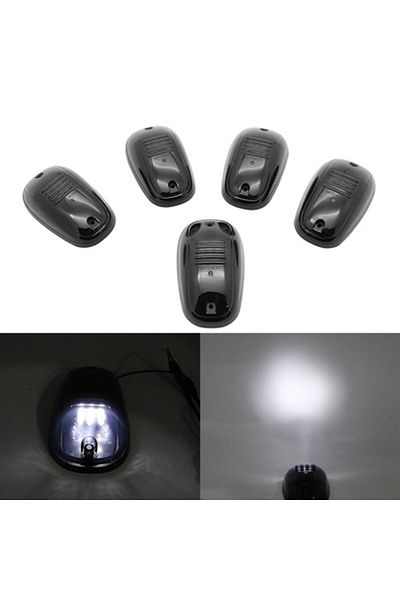 Choice White New Smoked 5 Pcs 12 LED Vehicle Car Cab Roof Running Marker Lights for Truck SUV Off Road Set