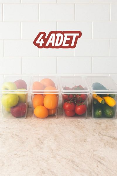 Bayev Gloss 4 Piece Refrigerator Organizer with Lid - Multi-Purpose Toy Shoe Refrigerator Storage Container