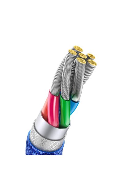 Gear Cablu de alimentare date USB la Type-C 100W, Protecție, 2m, M47, PVC, Albastru