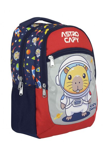 capybara Boy's Astronaut Primary School School Backpack - Navy Blue - Red - 5227