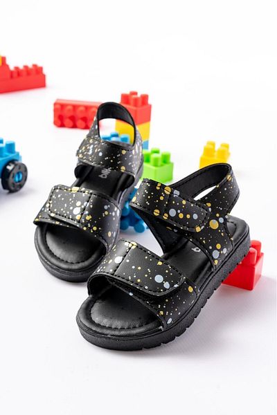 Skygo Piyya Black Skin Velcro Sandals