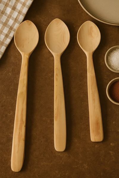 Home Boxwood Spoon Handmade 3 Piece Large Wooden Spoon Set
