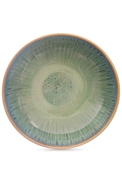shumee Deep ceramic plate, green glaze, 20.5 cm, 900 ml