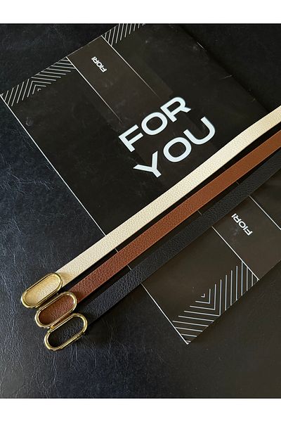 FioriModa Imported Oval Gold Buckle Thin Belt, Trouser Belt, Shirt Belt, Jacket Belt