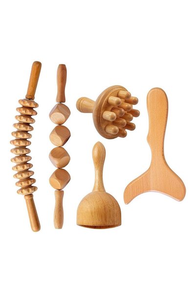 Bonjour 5 In 1 Wood Therapy Massage Tools Maderoterapia Kit
