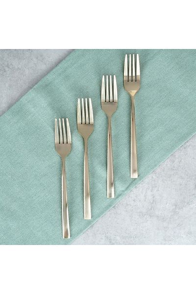 shumee Gold-plated steel dessert forks, 4 pieces.