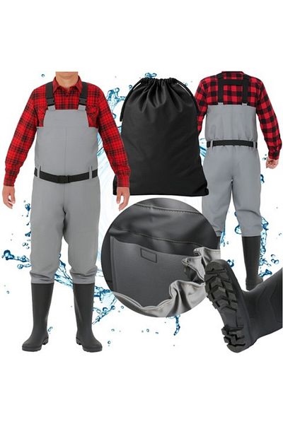 zola Rubber overalls, size 45, adjustable, inside pocket, carrying case, PVC, gray/black