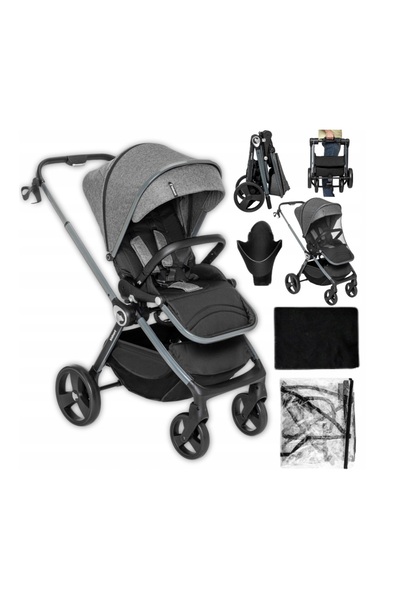 Kidnort Reversible stroller with compact folding, adjustable backrest and visor Isbjorn Grey up to 22 kg