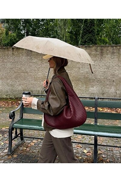 DMG Collection örgü desenli kadın omuz ve kol çantası
