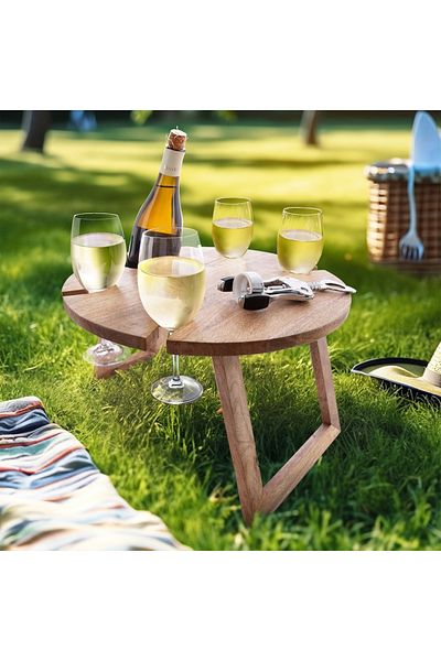 shumee Mango Folding Wooden Wine Picnic Table 39.5x24.5cm