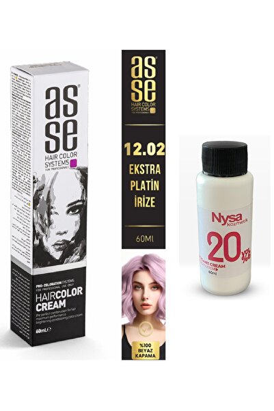 asse 12.02 Ekstra Platin Irize 60 ml Tüp Boya + Nysa Oksidan Krem 20 Volume (...