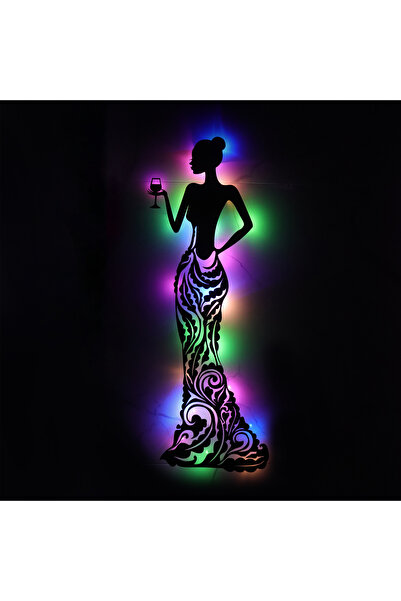 Genel Markalar Led Işıklı Kadın Temalı Tablo Bloom Dekoratif Gece Lambası