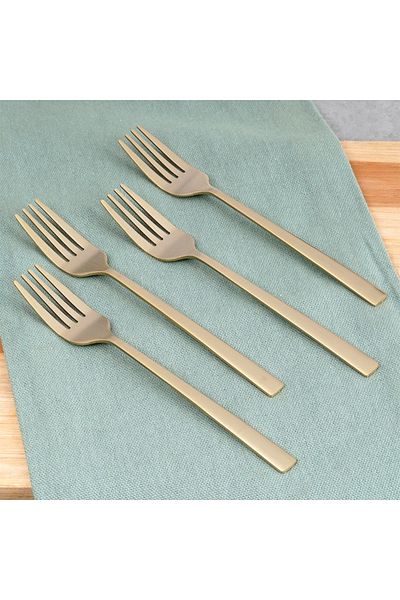 shumee Gold-plated steel dessert forks, 4 pieces.