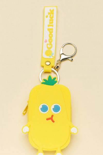 Bittox Silicone Keychain with Cute Smiley Face Character & Mini Wallet-Easy Carry in Purse
