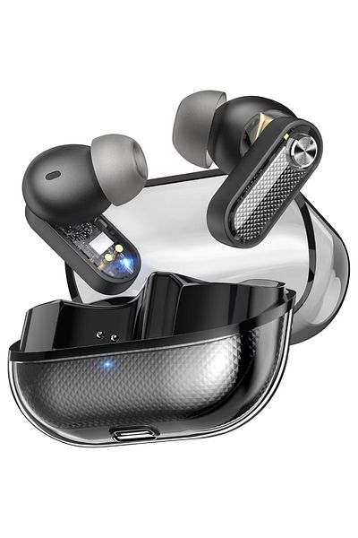 Smart Vibe TOZO® AeroSound3 - Casti Wireless ANC Hybrid, AI Call Tech, 4 Microfoane, Bluetooth 5.4, Smoky Black