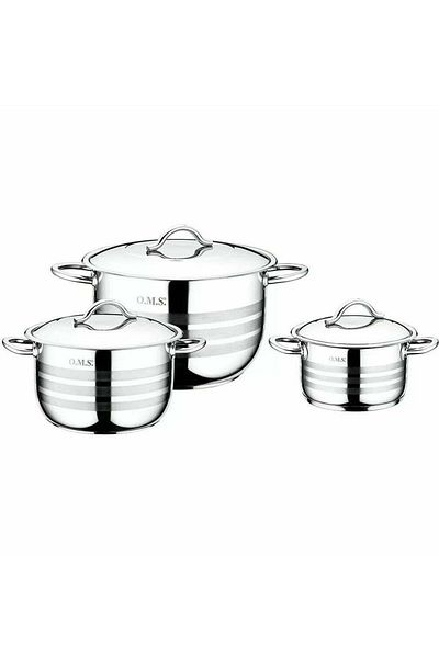 OMS 24cm, 26cm, 30cm, 6pcs Stainless Steel Cookware Set, Made in Turkey
