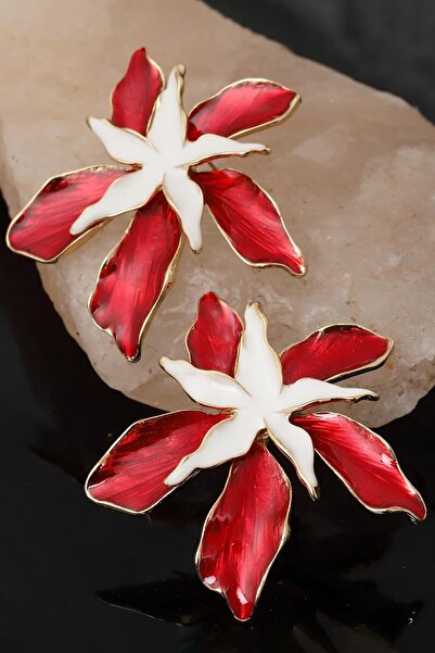 TAKIŞTIR Altın Renk Çiçek Figürlü Küpe (Çift)