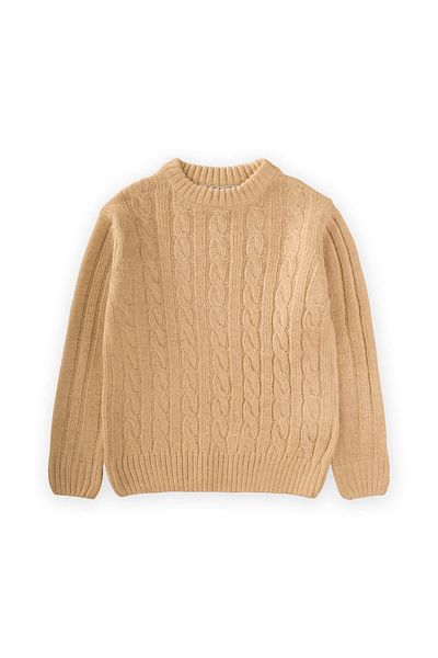 Cigit Hair Braided Sweater 1-8 Years Mustard Yellow