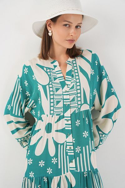 Bigdart Women's Patterned Long Hijab Dress 2585 - E.Mint