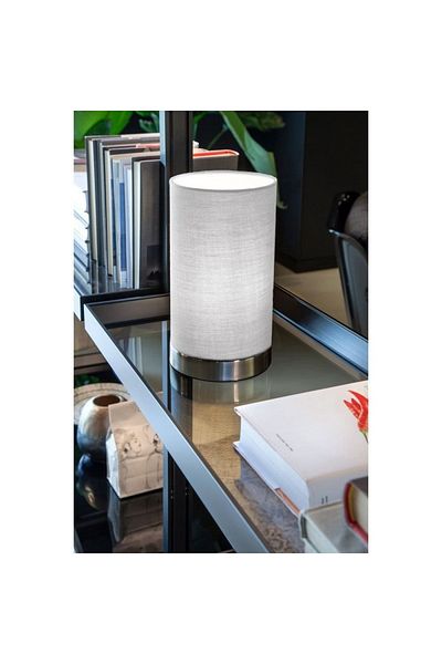 SMARTER Floor lamp, matt nickel finished metal structure, textile lampshade, E14 socket, 28 W, 230 V, 200 x 120 ...