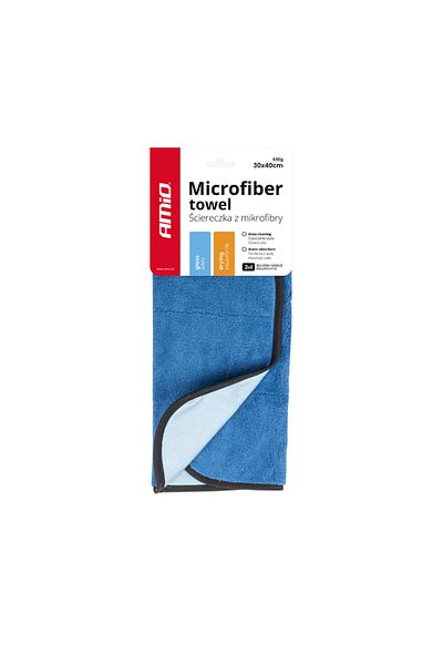 AMIO 2 in 1 microfiber cloth for windows and car body, 30x40 cm blue