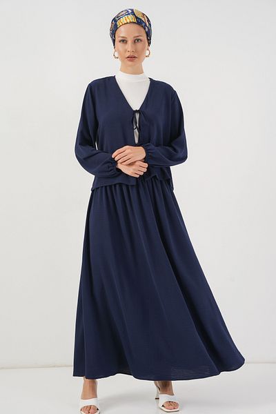 Bigdart Women's Ayrobin Kimono Skirt Double Set 8047 - Navy Blue