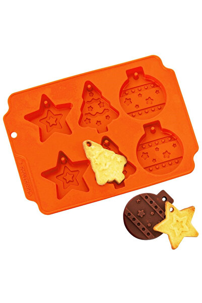 shumee Formă de biscuiți din silicon SILLINIE, portocaliu, de Crăciun