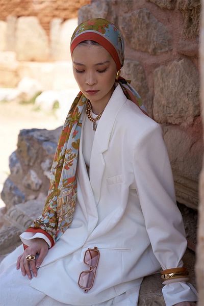 ED Scarf Sunrise Spring Pattern Shawl - Orange