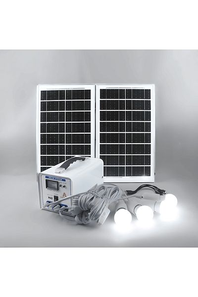 ACCEPT Solar Power System With 12v Solar Panel, Output 20W, 4 Bulbs And Mobile Charger Outlet