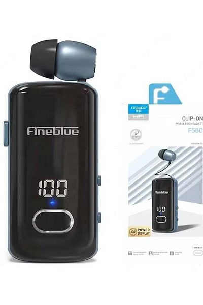 Fineblue F580 Clip-on Lotus Wireless Headset Bluetooth 5.3 Headphones with Mic Power Display Earbud