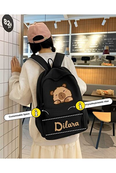 Touz Moda Kişisel Tasarım Kişiselleştirilmiş Capibara Baskılı Okul, Dershane,...