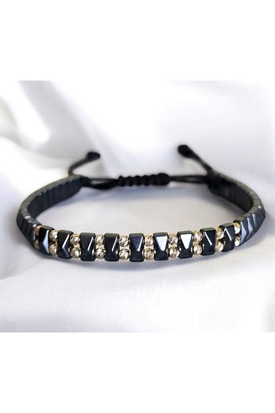 Bijoulux Men's adjustable hematite bracelet and 20 14k gold balls