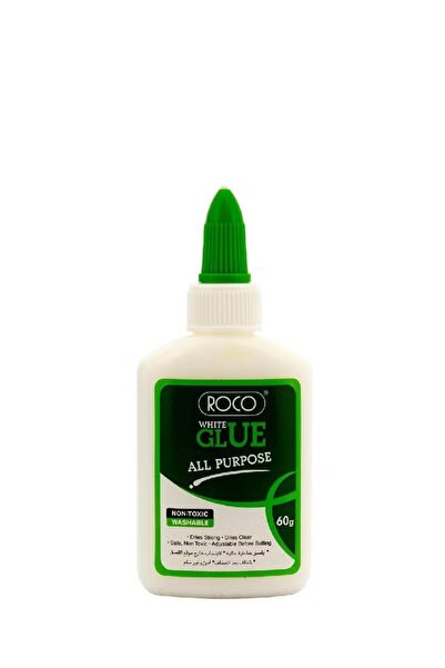 Roco غراء أبيض - زجاجة سعة 60 مل، لاصق غير سام للمشاريع المدرسية والحرفية