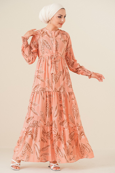 Merterium فستان حجاب منقوش نسائي بودرة 1160