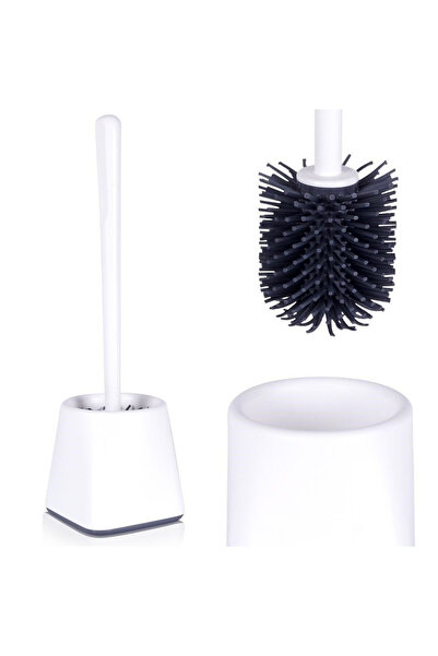 shumee Perie de toaletă din silicon cu suport, albă