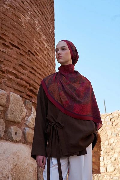 ED Scarf Sunrise Dream Pattern Shawl - Red