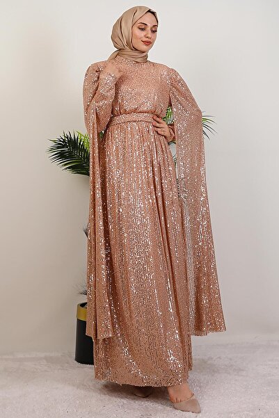 giz astore Pul Payet Pelerinli Abiye Sütlükahve