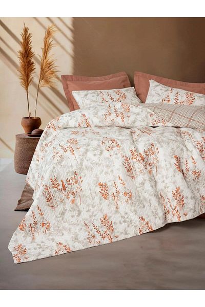 Cotton Box Single Duvet Cover Set Lamina Cinnamon