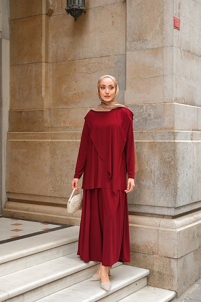 LOCCO Women's Asymmetrical Loose Suit Burgundy