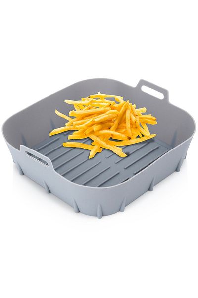 shumee Grease-Free Silicone Air Fryer Insert, Grey, 8.25"