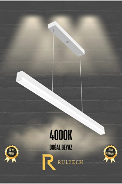 RulTech 4000K Sıcak Beyaz ışık , Beyaz Kasa, Ranog 100cm Ledli Sarkıt Modern ...
