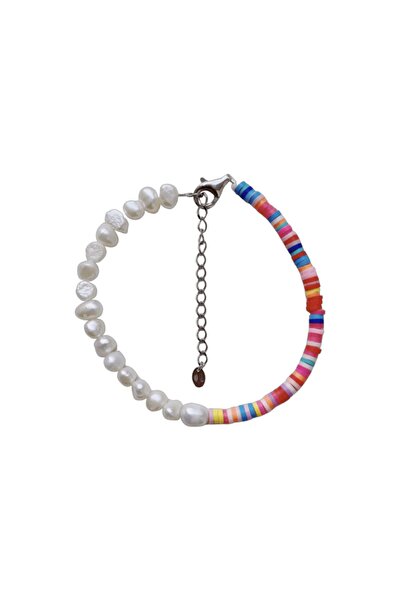 ohmygod jewelry Foot Bracelet Cultured Pearls and Gold Plated Silver Accessories, Polymer Clay Discs