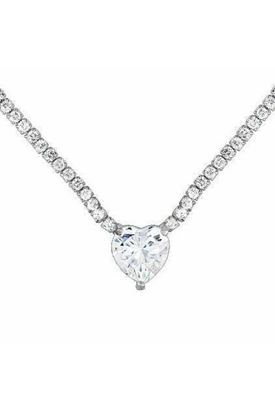 ohmygod jewelry Colier Tennis Heart cu inimă albă din argint și cristale de zirconiu, 35 cm
