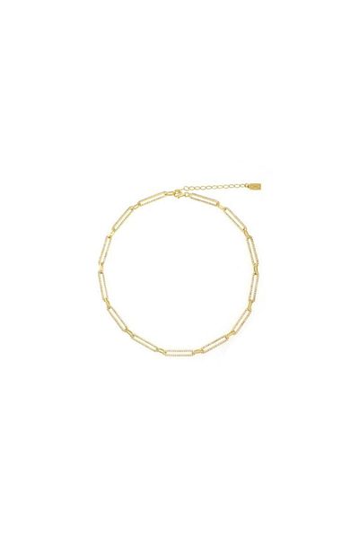 ohmygod jewelry Colier din argint placat cu aur și cristale 35 cm – Ariana