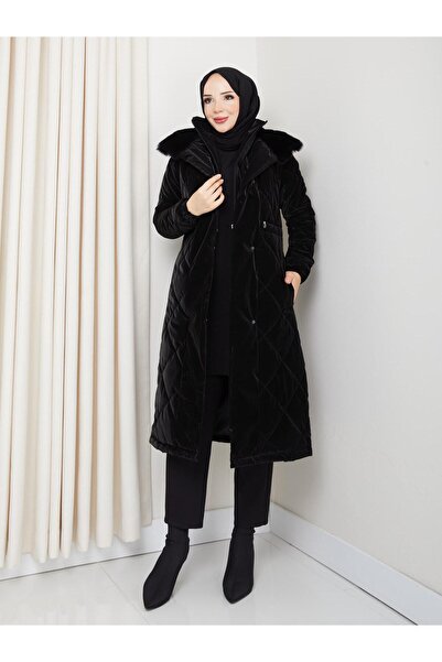 KMKkombin KADIN TAM DOLGULU YAKASI KÜRKLÜ GENÇ SPOR NOVA KUMAŞ TESETTÜR MONT 0190